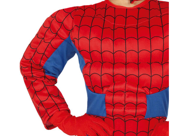 Superhelt - Edderkoppmann - Rod/Blå 1 Barnekostyme til gutt - Str 7-9 År 
