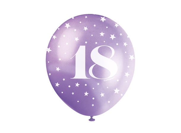 Superprint Premium 18 År - Assortert 5 Gummiballonger - 30cm (12")