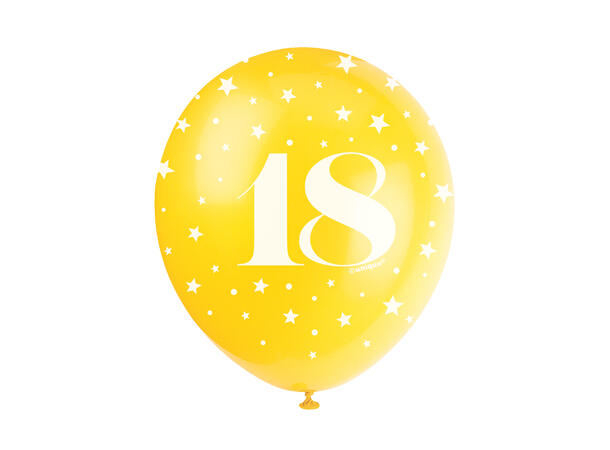Superprint Premium 18 År - Assortert 5 Gummiballonger - 30cm (12")