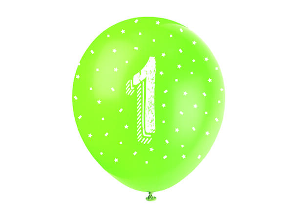 Superprint Premium 1 År - Assortert 5 Gummiballonger - 30cm (12")