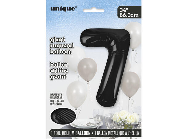 Tallballong - #7 - Sort 1 Folieballong - 86cm (34")