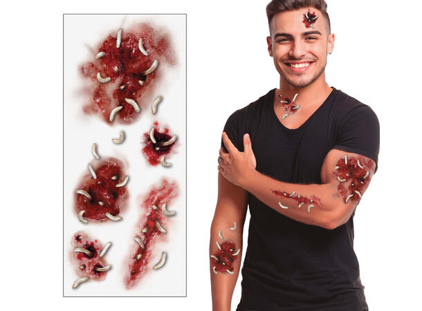 Tatovering - sår med mark 1 Ark med tatoveringer - 30x13cm 