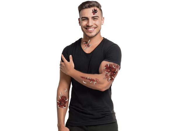 Tatovering - sår med mark 1 Ark med tatoveringer - 30x13cm 