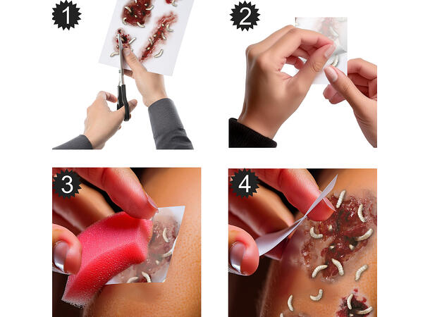 Tatovering - sår med mark 1 Ark med tatoveringer - 30x13cm 