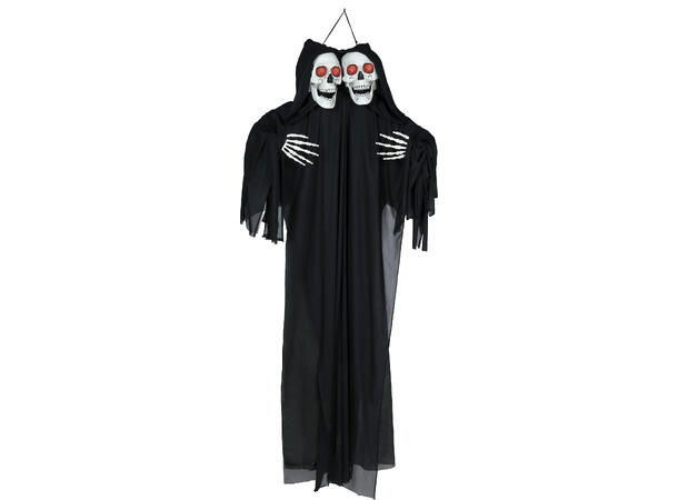 Tohodet skjelett m/kappe - sort 1 Figur m/lys - 165cm 