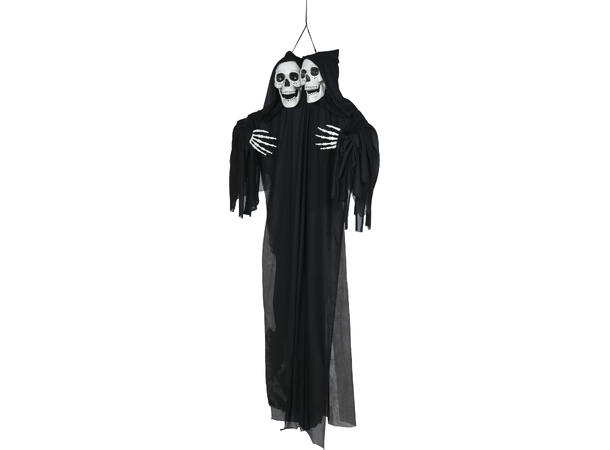 Tohodet skjelett m/kappe - sort 1 Figur m/lys - 165cm 