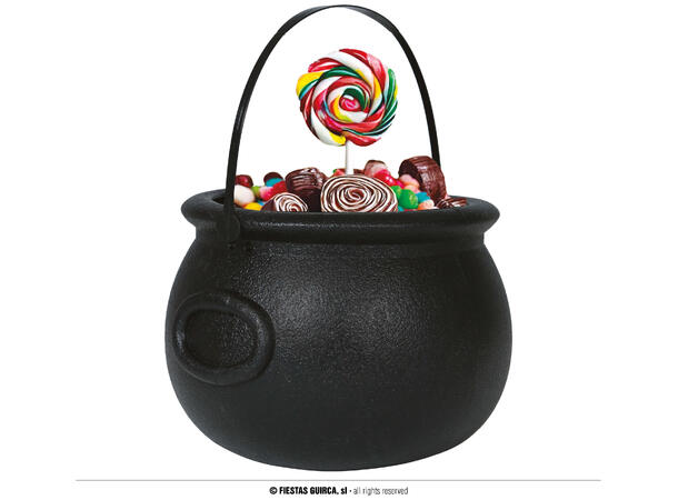 Trick or Treat - Heksegryte - sort 1 Godtebøtte i plast - 16x20cm 