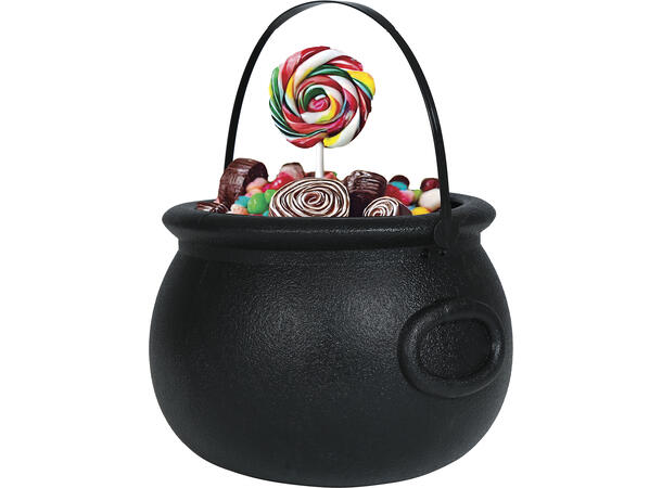 Trick or Treat - Heksegryte - sort 1 Godtebøtte i plast - 16x20cm 