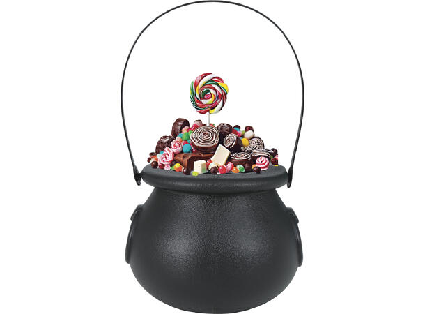 Trick or Treat - Heksegryte - sort 1 Godtebøtte i plast - 16x20cm 