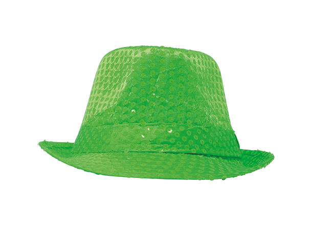 Trilbyhatt - Neon grønn m/paljetter 1 Hatt til voksen - Onesize 