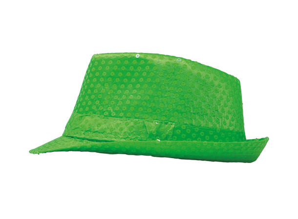 Trilbyhatt - Neon grønn m/paljetter 1 Hatt til voksen - Onesize 