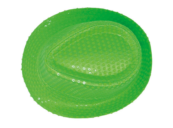 Trilbyhatt - Neon grønn m/paljetter 1 Hatt til voksen - Onesize 