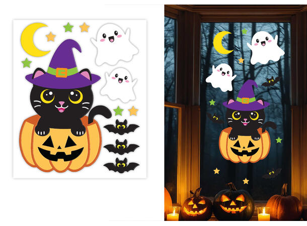 Vindusdekor - "HELP ME" - blodig 1 Vindusdekorasjon i gel - 40x50cm 