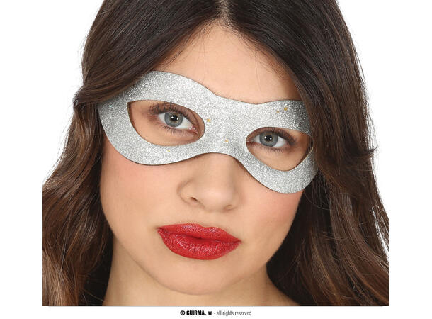 Øyemaske - Sølv glitter 1 Maske i polyester 