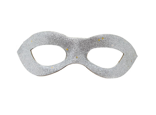 Øyemaske - Sølv glitter 1 Maske i polyester 