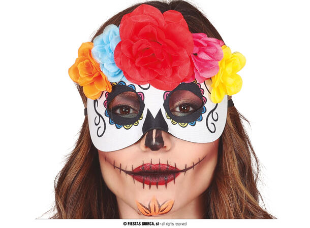 Øyemaske m blomster - Day of The Dead 1 Maske i PVC/polyester 