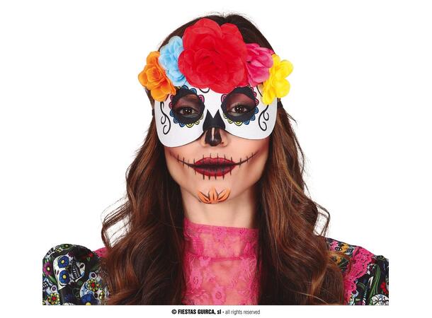 Øyemaske m blomster - Day of The Dead 1 Maske i PVC/polyester 