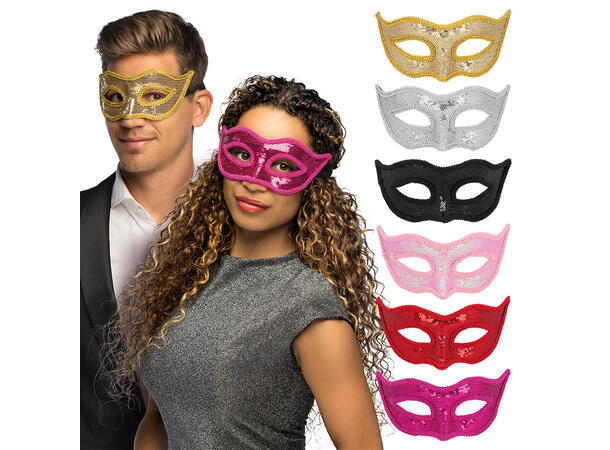 Øyemaske m/paljetter - 6 farger ass 1 Øyemaske 