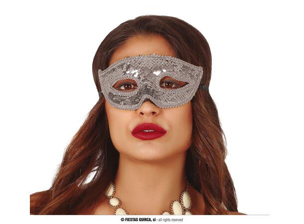 Øyemaske med paljetter - Sølv 1 Maske i PVC 