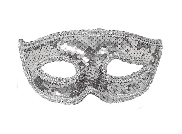 Øyemaske med paljetter - Sølv 1 Maske i PVC 