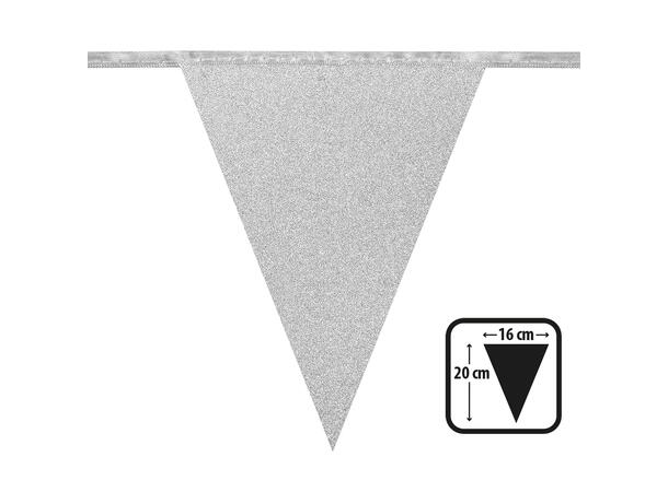 Flaggbanner - Sølv glitter 1 Flaggbanner i papir - 20x16cm x 6m 