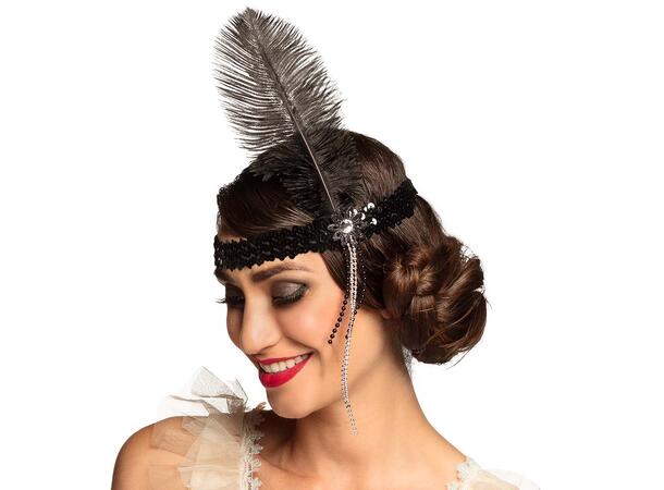 Gatsby Hodebånd m/fjær - Sort 1 Hodebånd