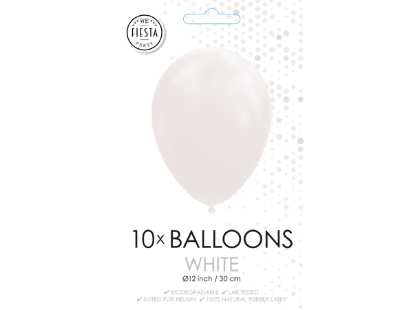 Gummiballonger - White 10 Gummiballonger - 30cm (12") 