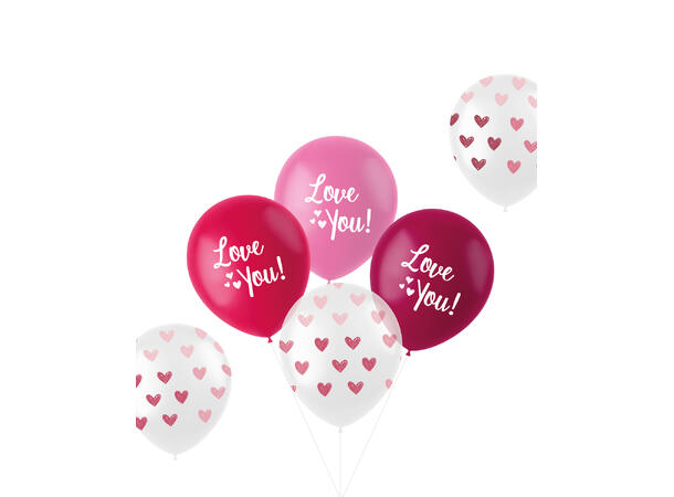 Gummiballonger - "I Love You" Mix 6 Gummiballonger - 33cm (13") 