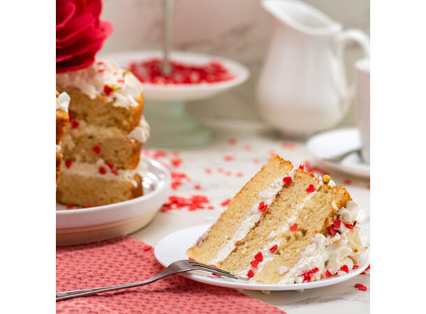 Kakestrøssel -Rød/hvit - Hjerter 1 Pose med kakepynt - 100g 