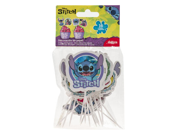 Kaketopper - Stitch 16 kaketopper på pinne i papir 