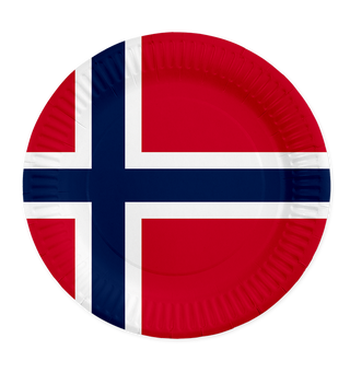 Norsk flagg - Tallerken 8 tallerkener i papp - 23cm