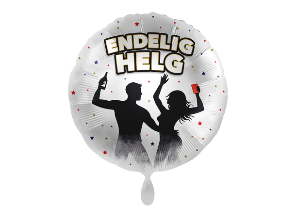 Partytime - "ENDELIG HELG" 1 Folieballong rund - 17" - (43cm) 