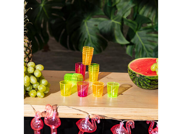 Shotteglass - UV - 3 farger 22 plastikk shotteglass i 3 farger 