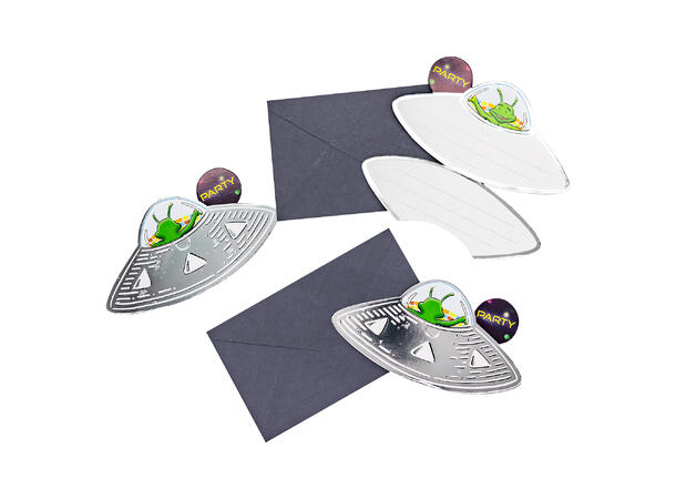 Space Party 8 Invitasjoner m/konvolutt 