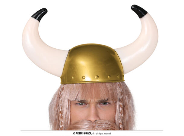Vikinghjelm med horn 1 Hjelm i plast til voksen 