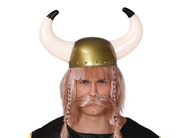 Vikinghjelm med horn 1 Hjelm i plast til voksen 