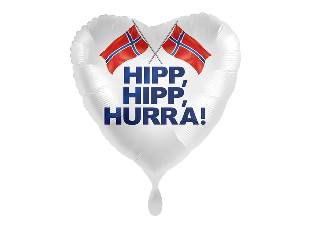 "HIPP, HIPP, HURRA!" - 17.mai - Hjerte 1 Folieballong hjerte - 17" - (43cm) 