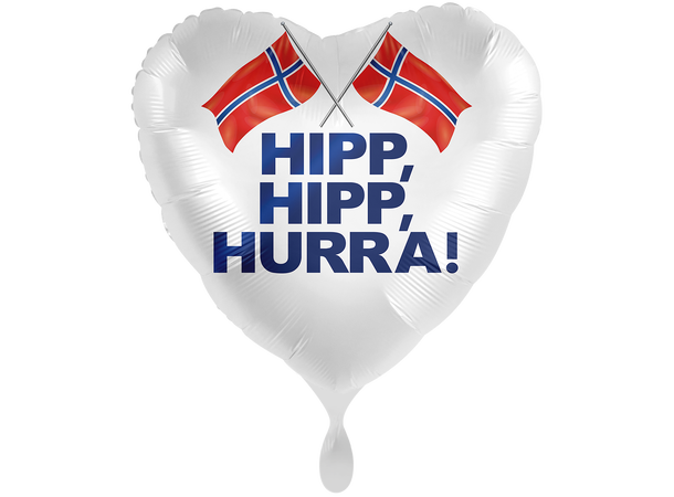 "HIPP, HIPP, HURRA!" - Hjerte - XXL 1 Folieballong hjerte - 28" - (71cm) 
