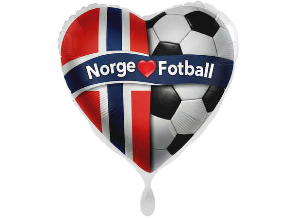 "NORGE <3 FOTBALL" - XXL 1 Folieballong hjerte - 28" - (71cm) 
