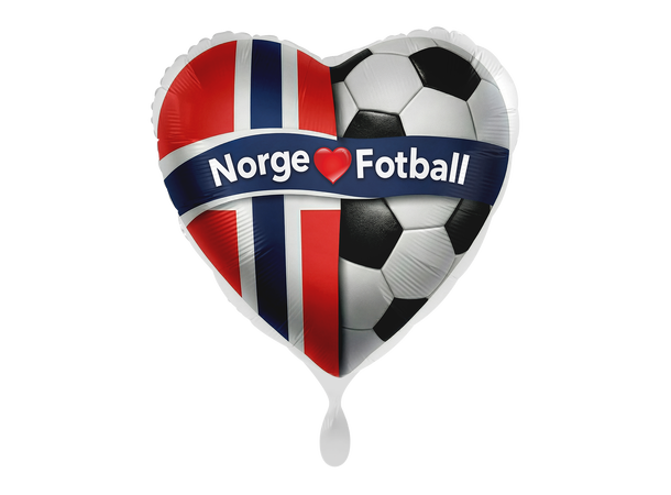 "NORGE <3 FOTBALL" 1 Folieballong hjerte - 17" - (43cm) 