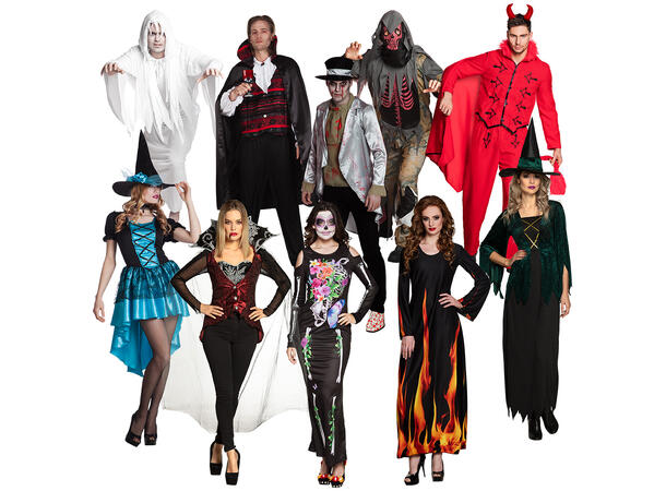 10 Assorterte Halloweenkostymer Kostymer i ass, STR/Kjønn/Modell 
