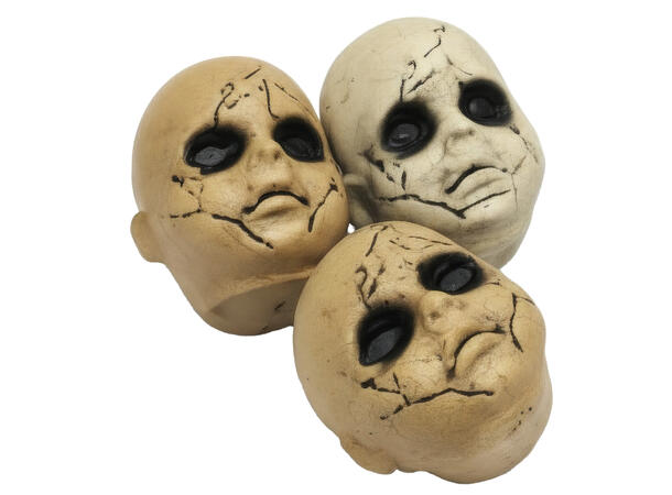3 Skumle dukkehoder 3 Dekorasjoner i PVC - 10cm 