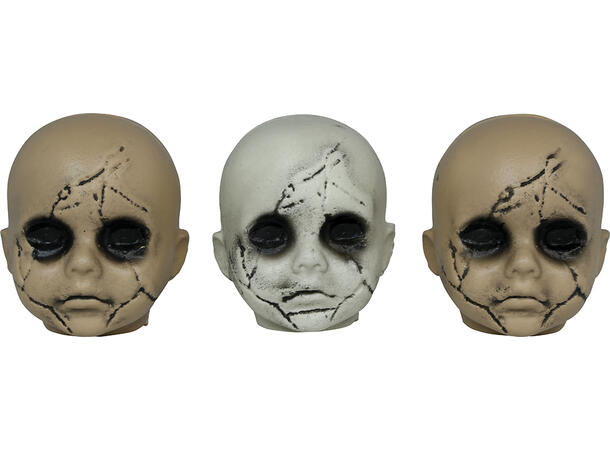 3 Skumle dukkehoder 3 Dekorasjoner i PVC - 10cm 