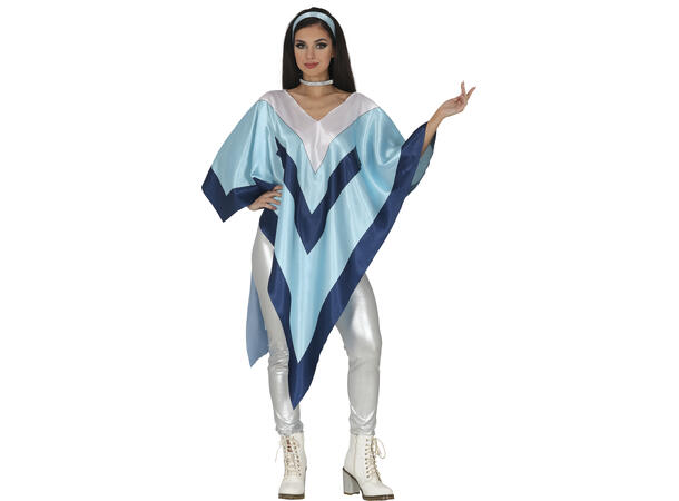 70-talls Poncho - Disco - Blå 1 Damekostyme - str 42-44 (L) 
