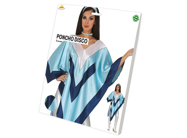 70-talls Poncho - Disco - Blå 1 Damekostyme - str 42-44 (L) 