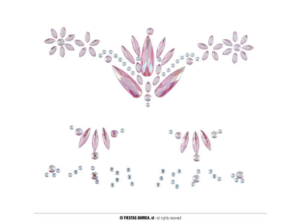 Ansikts- og fingerkystaller - Rosa 1 Sett smykker i selvklebende harpiks 