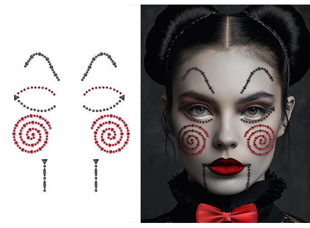 Ansiktskrystaller - Killer Doll 1 Ark med selvklebende stener - 13x15cm 