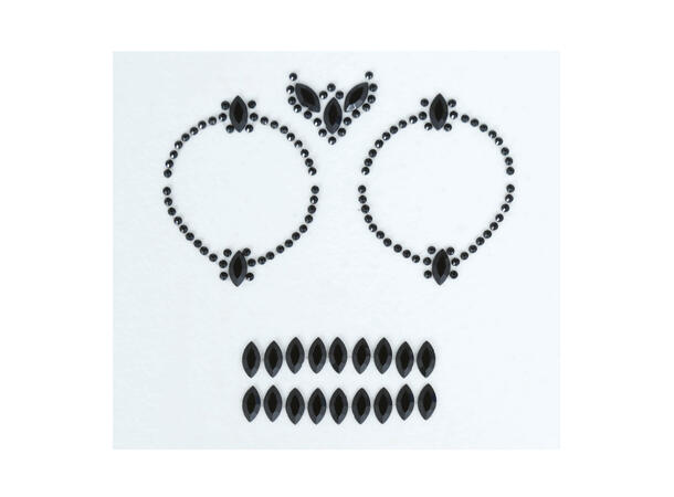 Ansiktskrystaller - Sort Hodeskalle 1 Ark med selvklebende stener - 13x15cm 