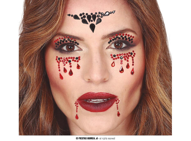 Ansiktskrystaller - Vampyr 1 Ark med selvklebende stener - 13x15cm 