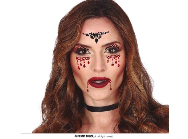 Ansiktskrystaller - Vampyr 1 Ark med selvklebende stener - 13x15cm 